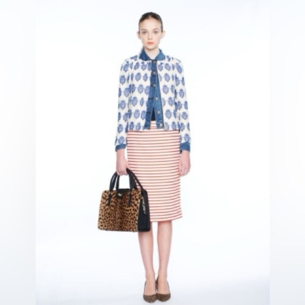 J.Crew cropped cotton embroidered filigree zip jacket size 8 - Picture 3 of 9